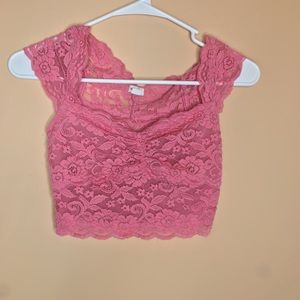 Pink floral crop top